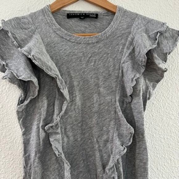 Veronica Beard Gray Ruffle Detail Shirt Size XS - Picture 2 of 4